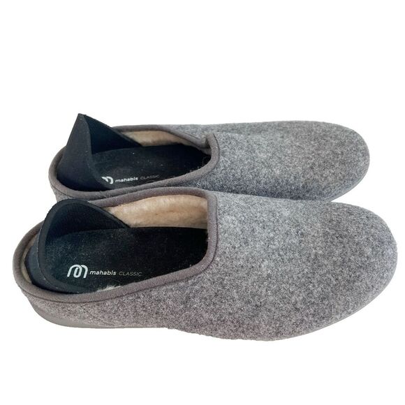 MAHABIS Classic Gray Wool Comfort Slippers Lined #Larvik Size 8.5 EU 39 CL170112 - Picture 1 of 14